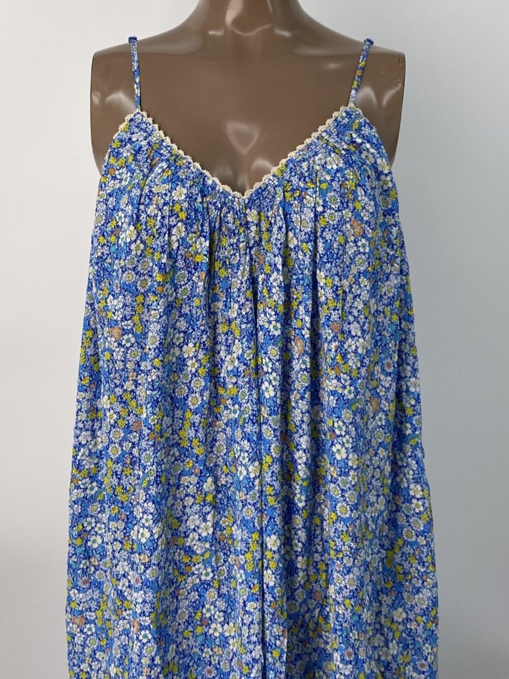 Zadig & Voltaire Womens Maxi Dress Pear Blue Size L Ristym Floral Pleated V-Neck